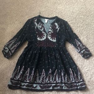 Black boho mini dress